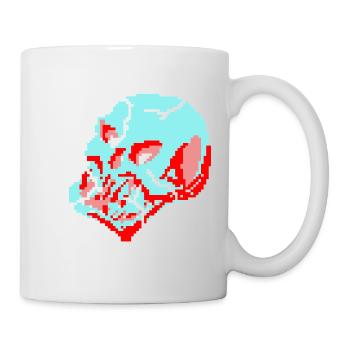 8bit neon skull - Tasse - Weiß - Rechts