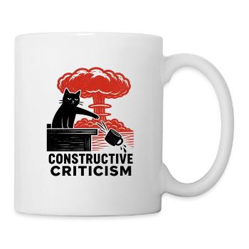 Linoleumschnitt-Katzen-Nuklearexplosion-Kaffeetasse - Tasse - Weiß - Rechts