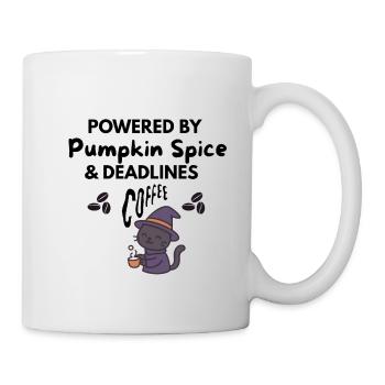 Pumpkin Spice & Deadlines - Fall Coffee Cat - Mug - white - Right