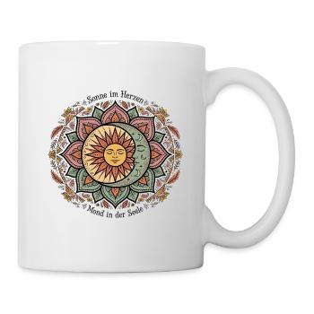 Sonne Im Herzen Mond In Der Seele Bunt - Tasse - Weiß - Rechts
