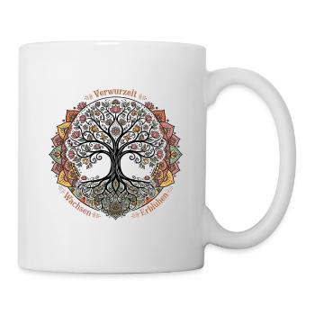 Verwurzelt Wachsen Erblühen Bunt Baum - Tasse - Weiß - Rechts