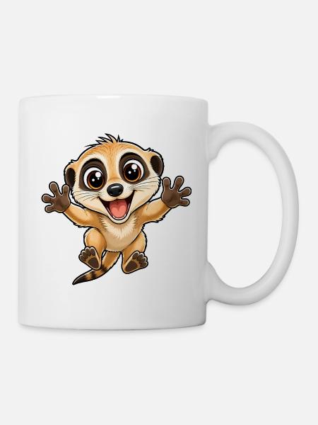 Süßes Erdmännchen springt zu Dir - Tasse - Weiß