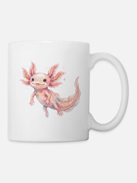 Niedliches rosa Baby-Axolotl im Aquarellstil - Tasse - Weiß