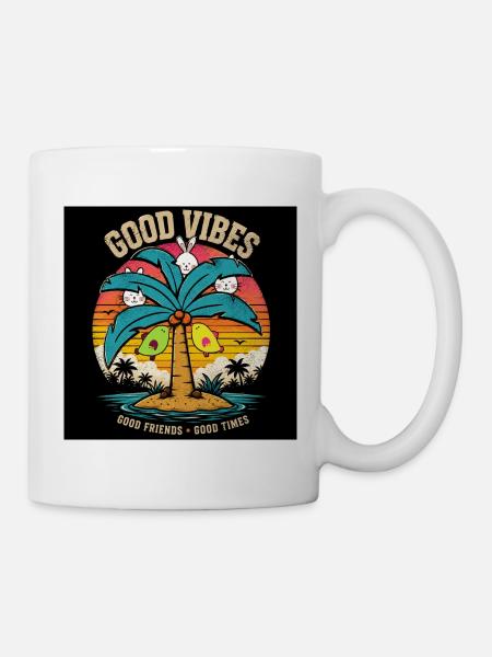 Gute Vibes Palmeninsel Freunde - Mug - white