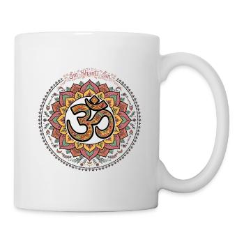 Om Shanti Om Bunt Lotus Mandal - Tasse - Weiß - Rechts
