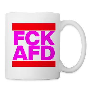 FCK AFD, NIE WIEDER IST JETZT, NO NZS, NO AFD PINK - Tasse - Weiß - Rechts