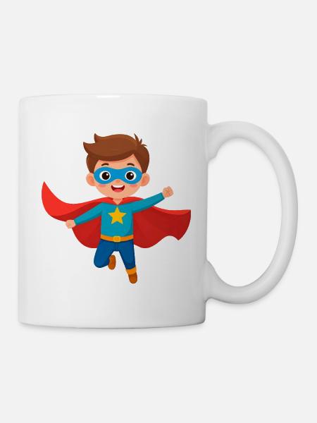 Comic Junge als Superheld – Heldenhaftes Design - Tasse - Weiß