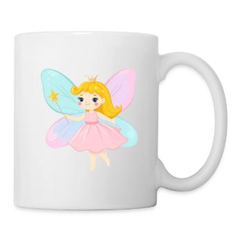 Kleine Fee im rosa Kleid mit Zauberstab – Magie - Tasse - Weiß - Rechts