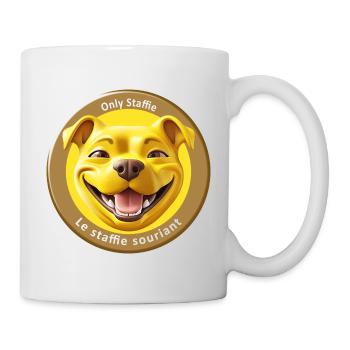 Stafficone Badge simulé souriant - 053c - Mug blanc - blanc - Droite