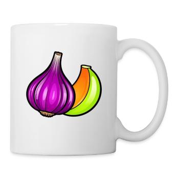 Pop Art Illustration: Purple Garlic Head and Clove - Mug - white - Right