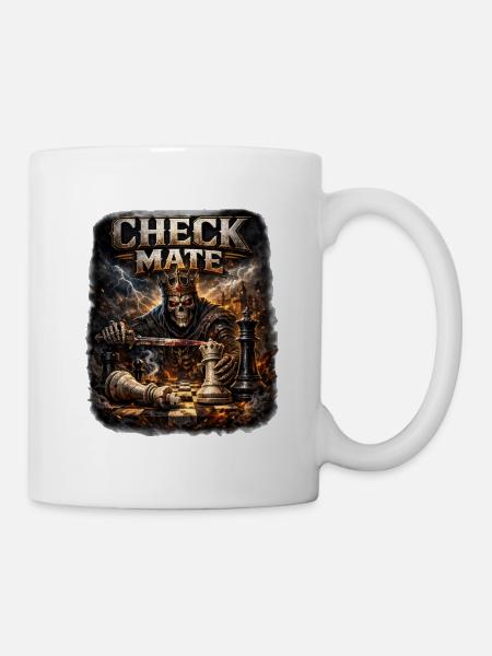 Check Mate Todeskönig am Schachbrett - Tasse - Weiß