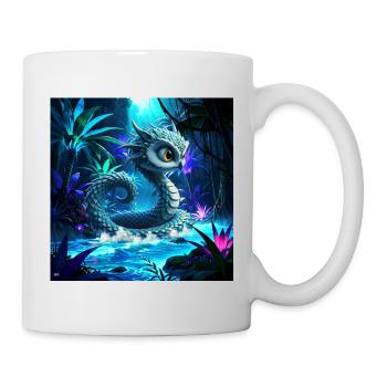 Bluish dragon in luminous jungle - Mug - white - Right