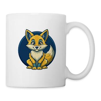 Fox Kawaii Maskottchen-Cartoon-Clipart-Logo - Tasse - Weiß - Rechts