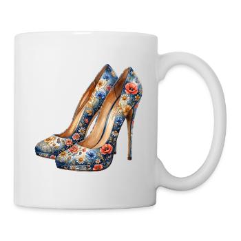 High Heels mit farbenfrohen Blumen - Tasse - Weiß - Rechts