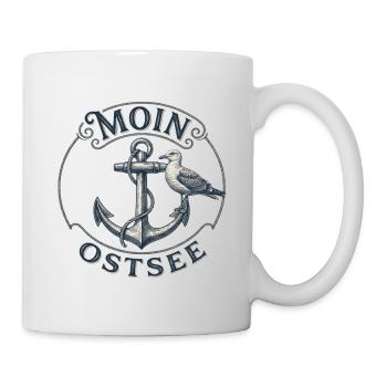 Ostsee Anker mit Möwe Vintage - Tasse - Weiß - Rechts