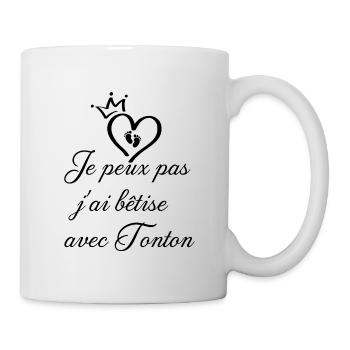 Je_peux_pas_j-ai_btise_avec_Tonton - Mug blanc - blanc - Droite
