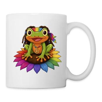 Rasta Frosch auf Sonnenblumeblüte Peace Zeichen - Tasse - Weiß - Rechts