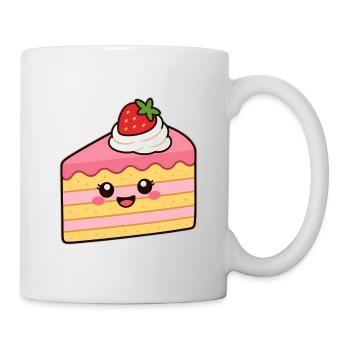 Kawaii Erdbeer-Kuchen Scheibe - Tasse - Weiß - Rechts