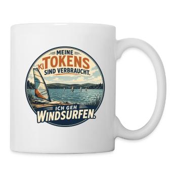KI Tokens verbraucht – Ich geh Windsurfen - Tasse - Weiß - Rechts