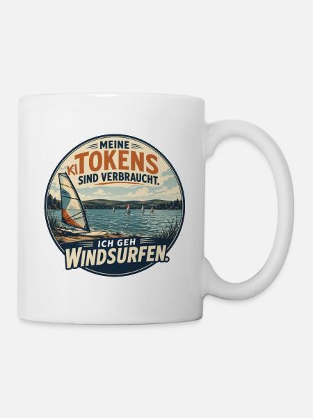 KI Humor – Windsurfen - Tasse - Weiß
