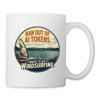 AI Humor Windsurfing Design - Tasse - Weiß - Rechts