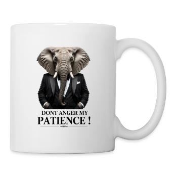 Elefant im Smoking – Patience Motiv - Tasse - Weiß - Rechts