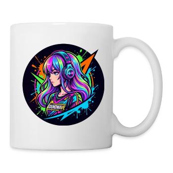 Neon Synthwave Musikheldin - Tasse - Weiß - Rechts