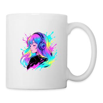 Neon Kopfhörer-Mädchen - Tasse - Weiß - Rechts