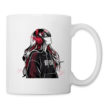 Cyberpunk Anime Hoodie - Tasse - Weiß - Rechts