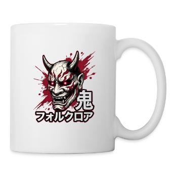 Oni Folklore Maske mit Blutspritzer - Tasse - Weiß - Rechts