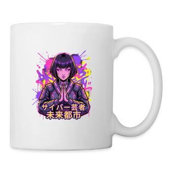 Cyber Geisha im Neonstadt - Tasse - Weiß - Rechts