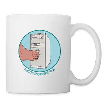 Lazy Power On Retro PC Tower Toe Press Funny Tech - Mug - white - Right