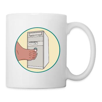Retro 90s PC Power Button Toe Press Funny Tech - Mug - white - Right