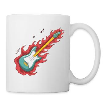 Guitar On Fire Funny Gift T-Shirt - Mug - white - Right