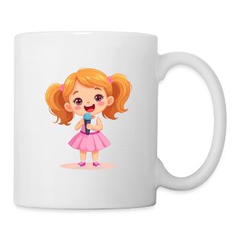 Kleines Mädchen singt mit Mikrofon – Musik Design - Tasse - Weiß - Rechts