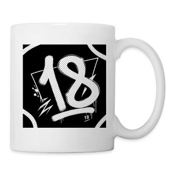 18 Graffiti Halftone Ziffern - Tasse - Weiß - Rechts