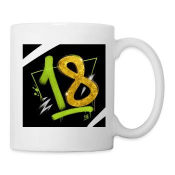 Glitzer 18 Graffiti Neon Zahl - Tasse - Weiß - Rechts