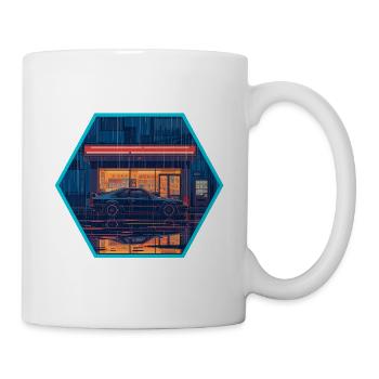 Retro 80er JDM Hatchback Neon Konbini Hex Emblem - Tasse - Weiß - Rechts