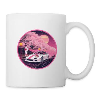 Retro 90er JDM Roadster Geisha Sakura Emblem - Tasse - Weiß - Rechts