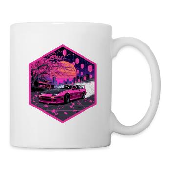 Retro 90er JDM S13 Sakura Lanterns Hex-Emblem - Tasse - Weiß - Rechts