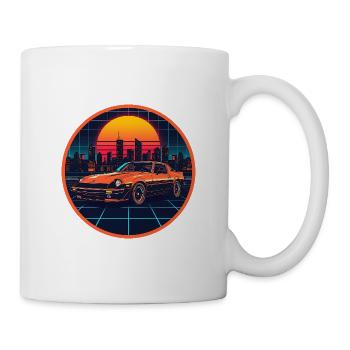 Retro 80er JDM Z Coupé Neon City Raster-Emblem - Tasse - Weiß - Rechts