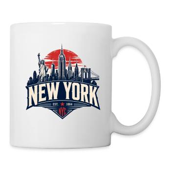 New York Skyline Retro Grafik - Tasse - Weiß - Rechts