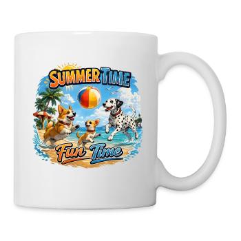  Sommerzeit Hunde spielen am Strand - Tasse - Weiß - Rechts