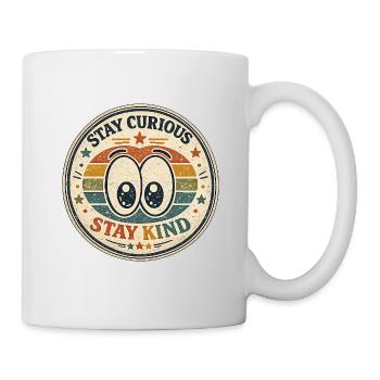 Bleib neugierig, bleib freundlich  Retro-Abzeichen - Tasse - Weiß - Rechts