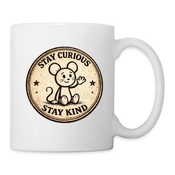 Neugierige Maus Vintage Abzeichen - Tasse - Weiß - Rechts