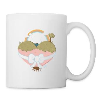 Herzlandschaft mit Regenbogen - Tasse - Weiß - Rechts