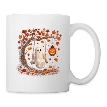 Halloween Ghost on Swing with Pumpkin Autumn - Mug - white - Right