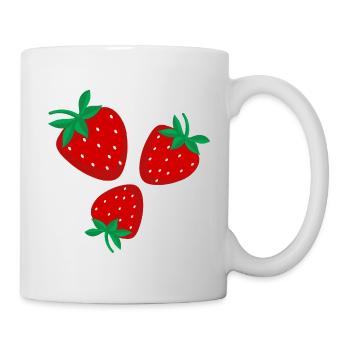 Three bright red strawberries - Mug - white - Right
