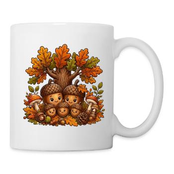 Eichel-Familie im Herbstwald - Tasse - Weiß - Rechts