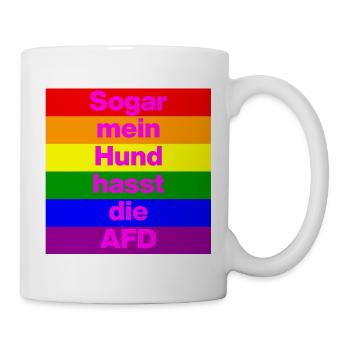 SOGAR MEIN HUND HASST DIE AFD, NO AFD NO NZS PINK - Tasse - Weiß - Rechts